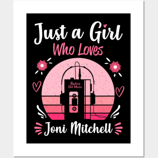 Just A Girl Who Loves Joni Mitchell Retro Vintage Posters and Art